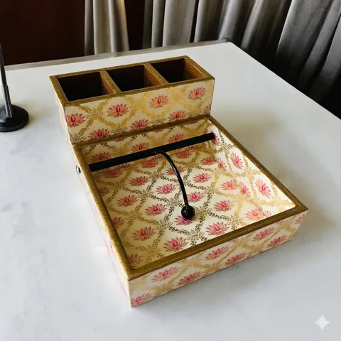 Cutlery & Napkin Holder - Pink Lotus