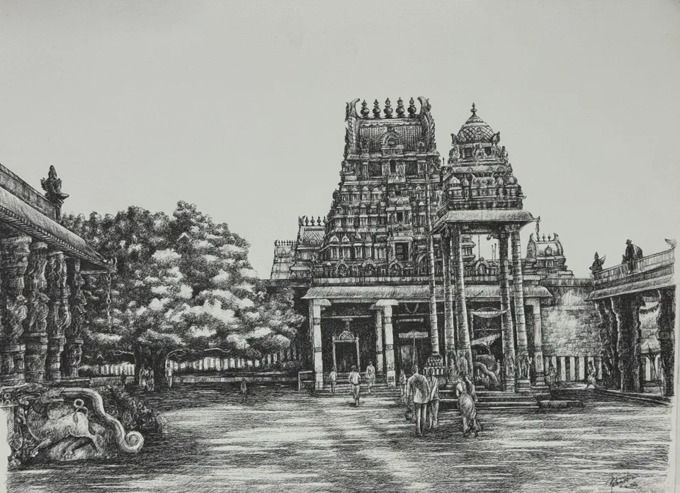 Courtyard of Kanchipuram Sri Varadharaja Perumal Temple