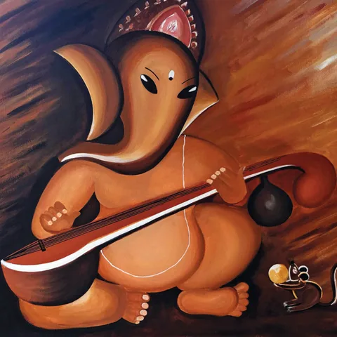 Veena Ganesha Art Coaster