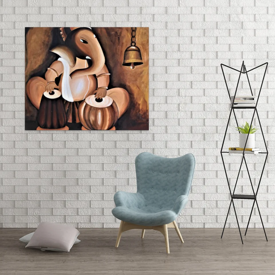 Tabla Ganesha - 8 x 8 in