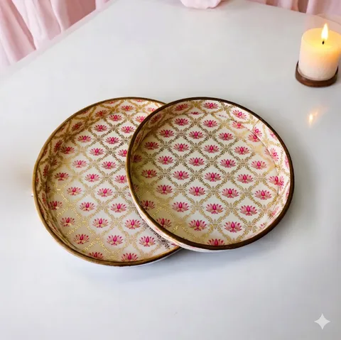 Round Tray (Set of 2) - Pink Lotus