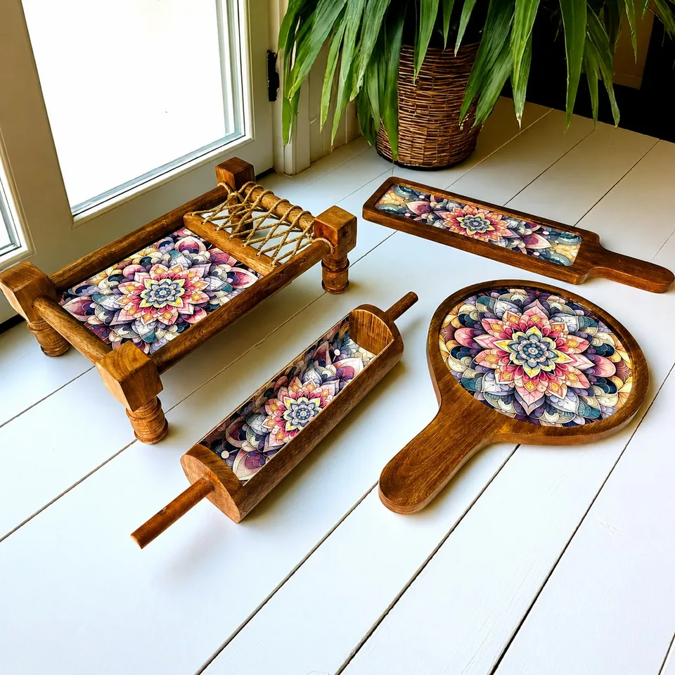 Snack Platter (set of 4) - Mandala Floral