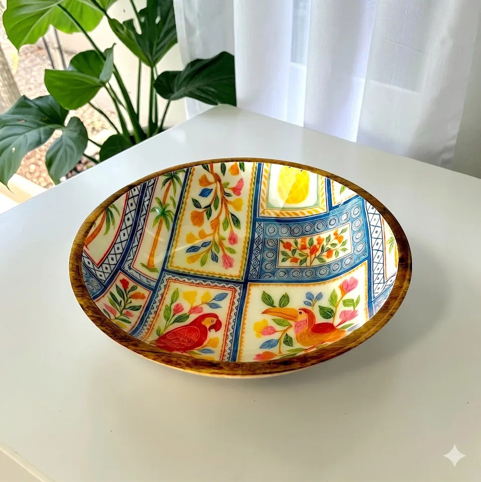Premium Serving Bowl - Parrot & Hornbill