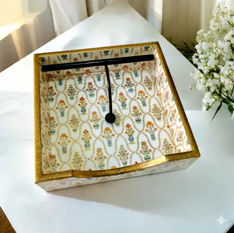 Napkin Holder - White base and Flowers