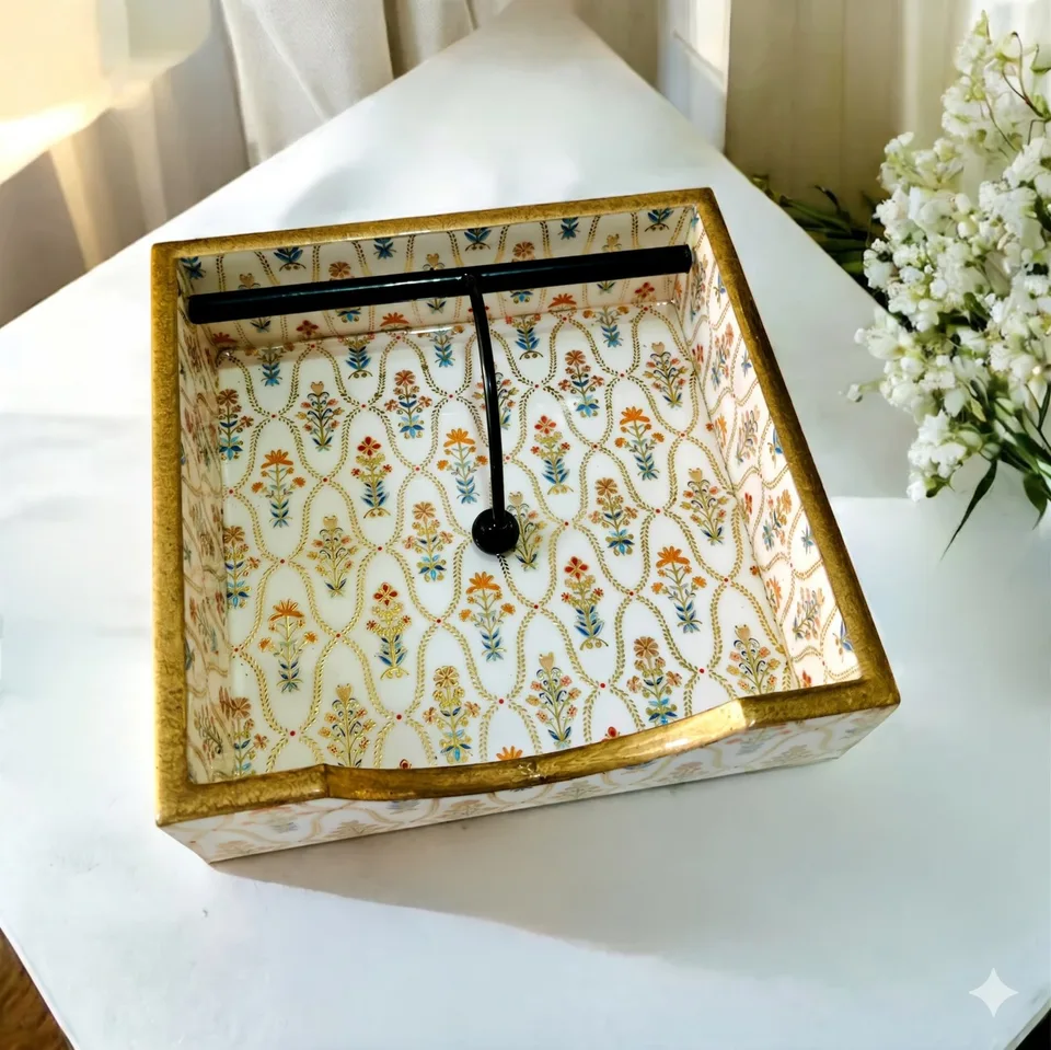 Napkin Holder - White base and Flowers