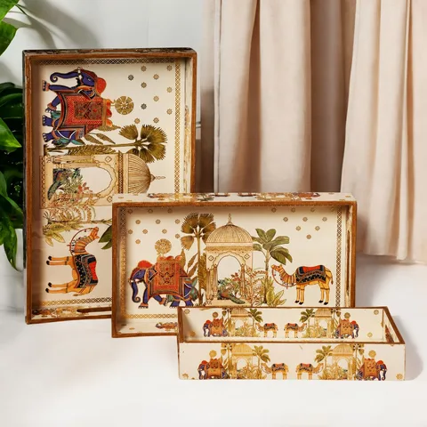 Rectangle Tray (Set of 3) - Elephant Design