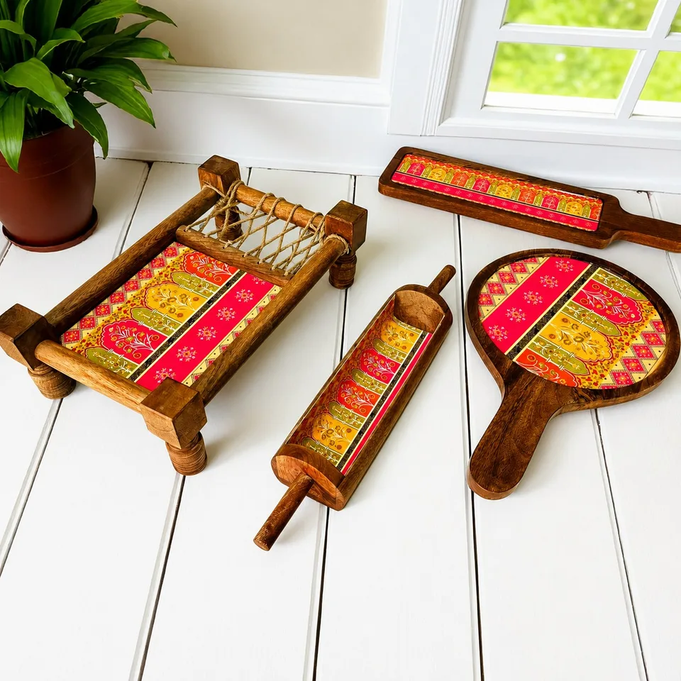 Snack Platter (set of 4) - Pink & Yellow