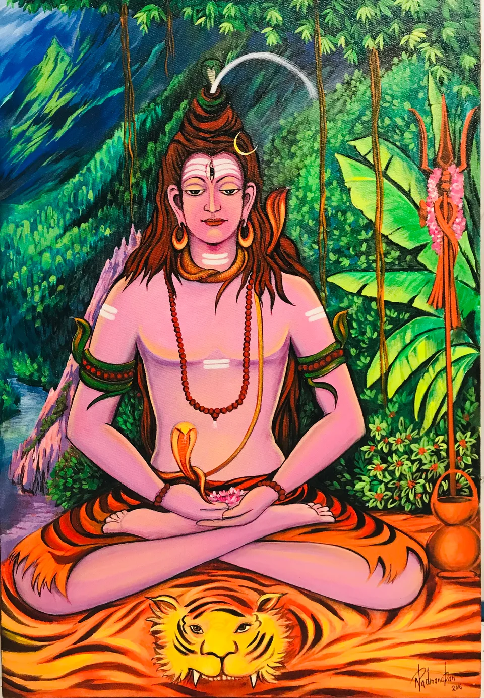 Meditating Shiva - 10 x 12.5 in