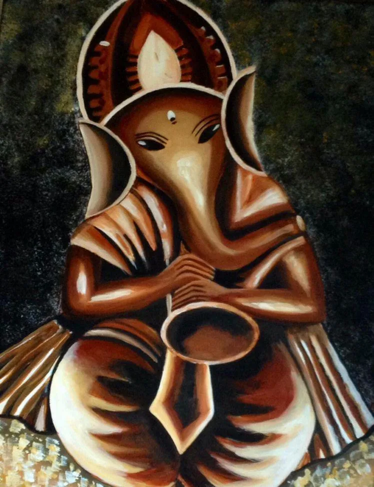 Trumpet Ganesha - 8 x 10 in