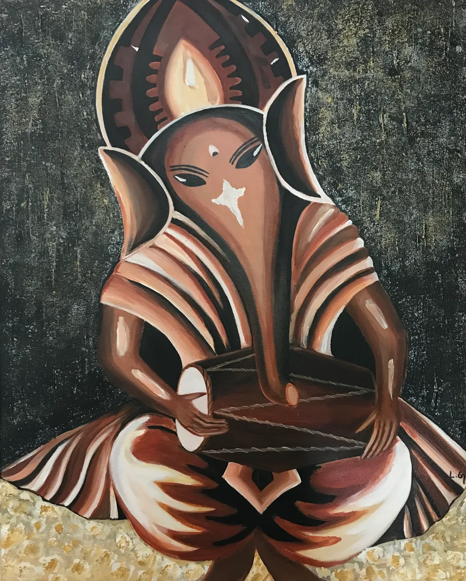 Mridhanga Ganesha - 8 x 8 in