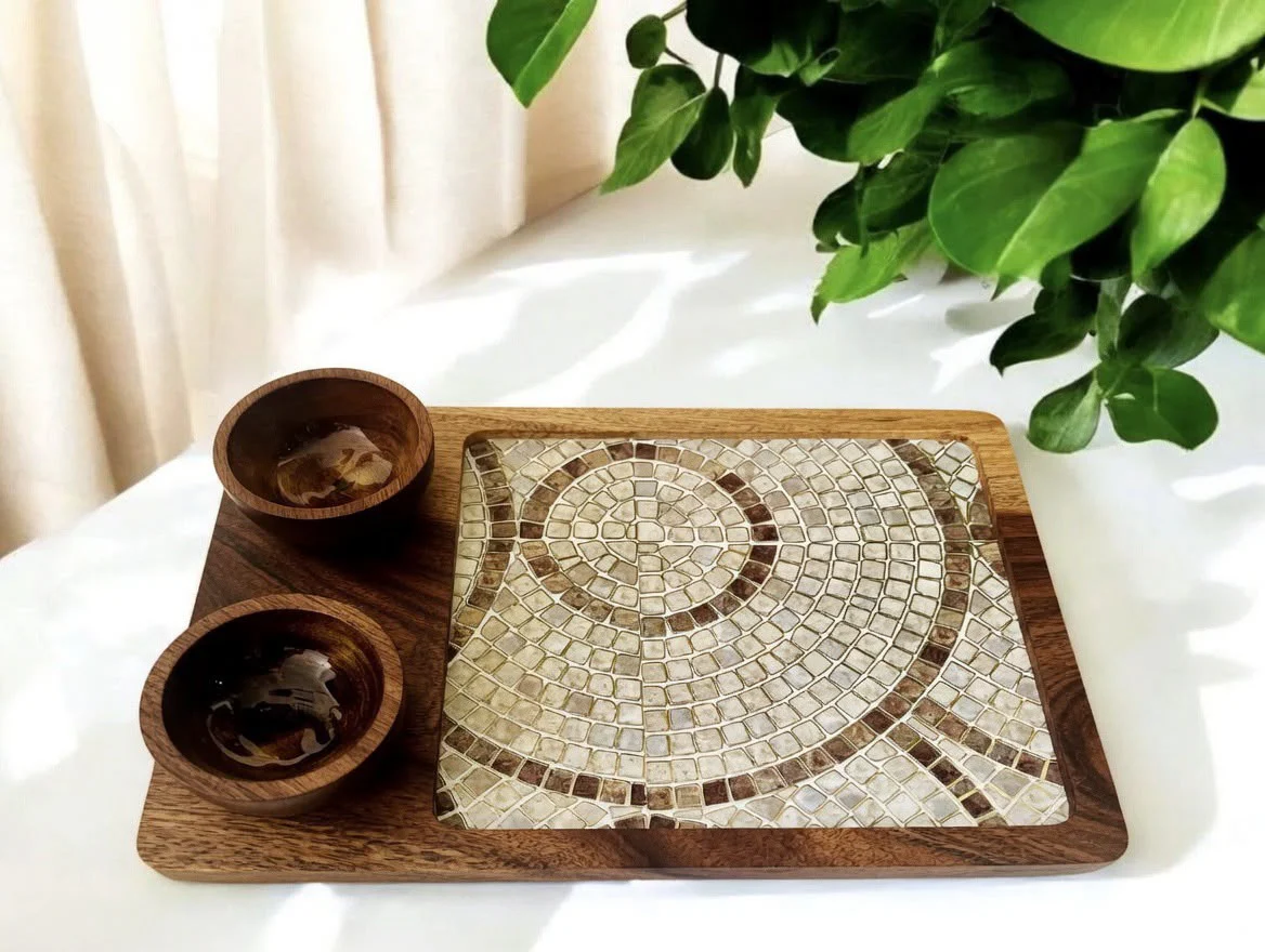 Rectangle Platter with 2 bowls - Mosaic