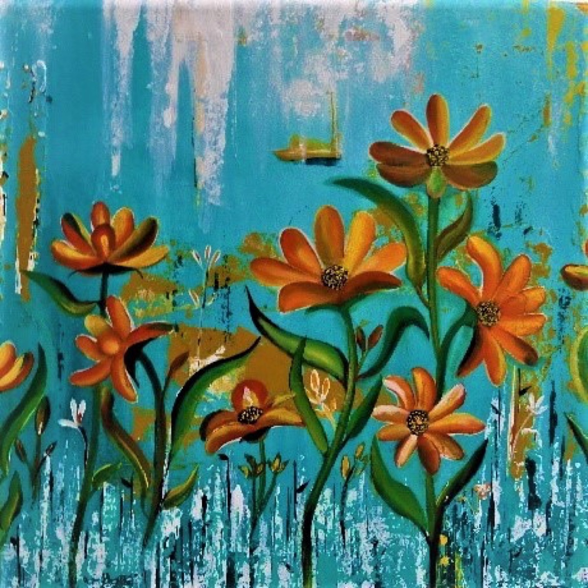 Turquoise Garden Art Coaster